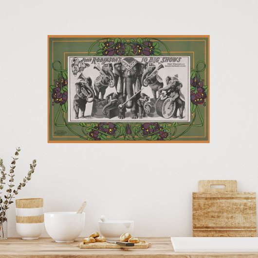 Affiche De Cirque D'Éléphants Jouant D'Instruments (Cuisine)