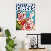 Affiche De Cirque Montrant Les Visages Clown Et Cr (Bureau à domicile)