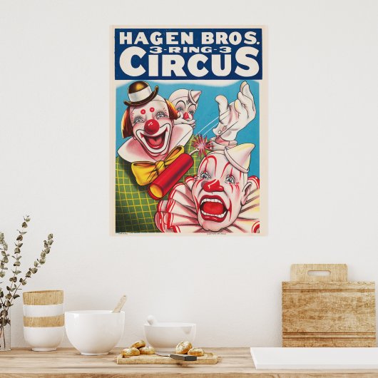 Affiche De Cirque Montrant Les Visages Clown Et Cr (Cuisine)