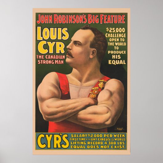 Affiche De Cirque Montrant Louis Cyr Aux Armoiries (Devant)