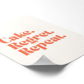 Affiche de citation amusante – Cake Regret Repeat (Coin)