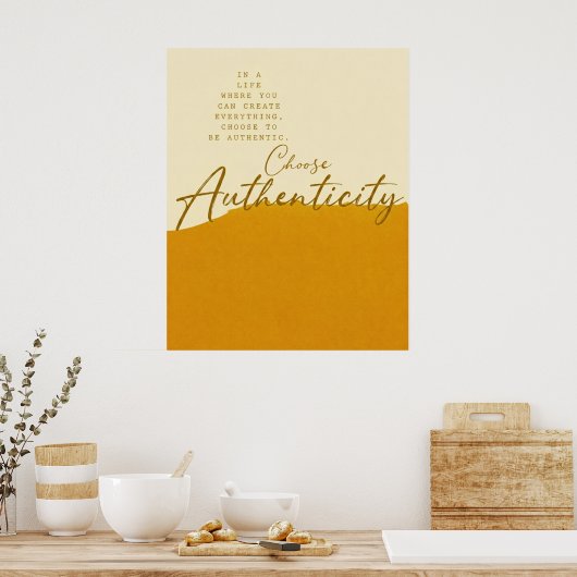Affiche de citation beige et moutarde – Mur minima (Cuisine)
