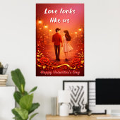 Affiche de citation d'amour de la Saint-Valentin (Bureau à domicile)