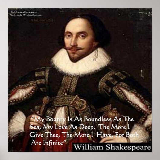 Affiche de citation d'amour de Shakespeare "L'amou (Devant)