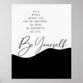 Affiche de citation d'authenticité noir et blanc (Devant)