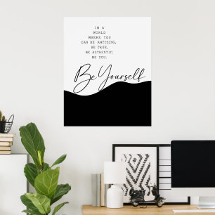 Affiche de citation d'authenticité noir et blanc