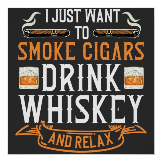 Affiche de citation de cigar et de whisky (Devant)