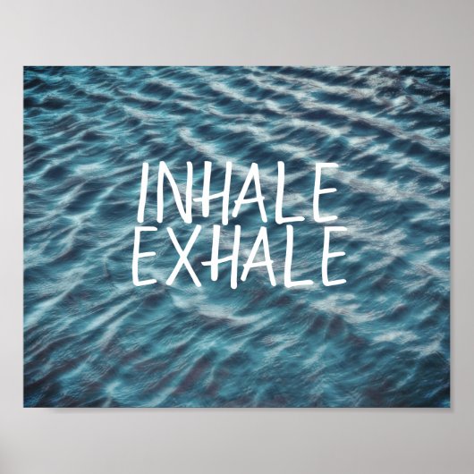 affiche de citation de l'océan bleu inhale exhale (Devant)