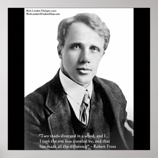 Affiche de citation de Robert Frost sur la route m (Devant)