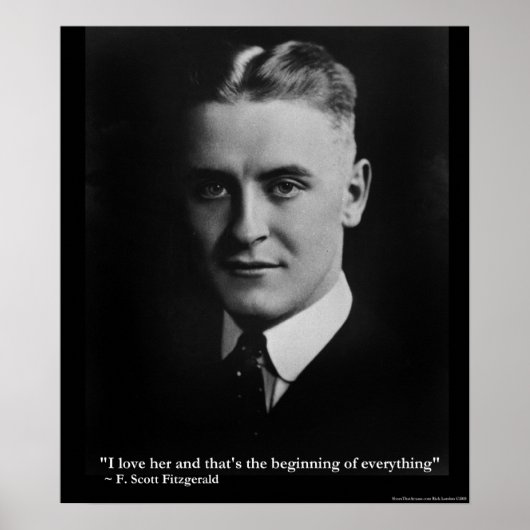 Affiche de citation de Scott Fitzgerald "Amour/Com (Devant)