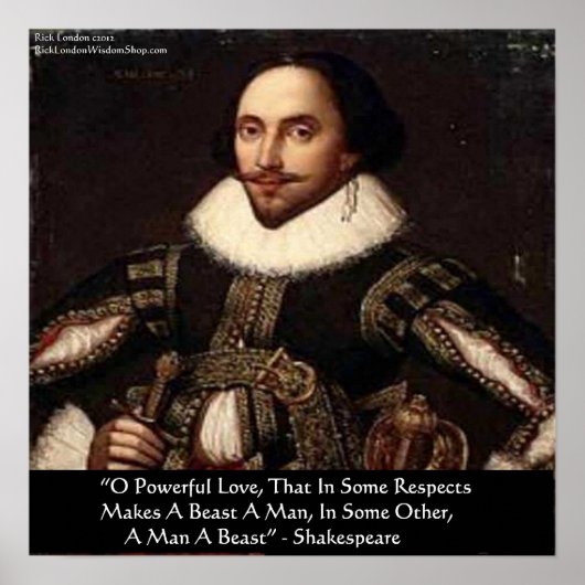 Affiche de citation de Shakespeare "Ô Amour Puissa (Devant)