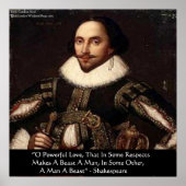 Affiche de citation de Shakespeare "O Powerful Lov (Devant)