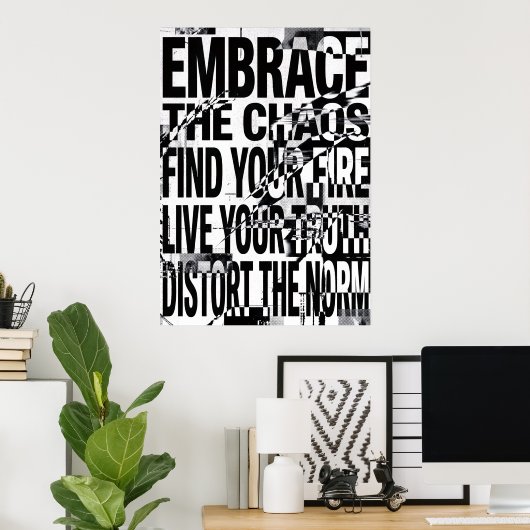 Affiche de citation de typographie grunge Embrasse (Bureau à domicile)