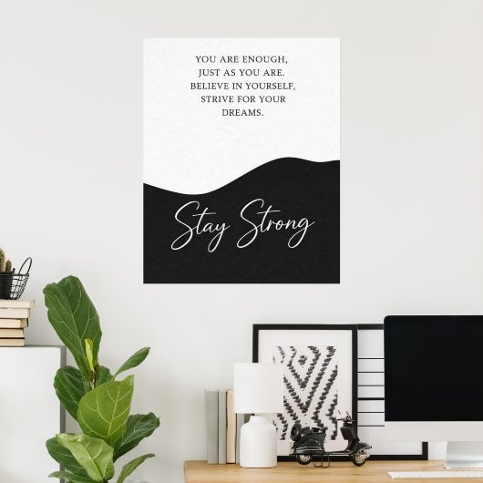 Affiche de citation d'encouragement noir et blanc (Bureau à domicile)