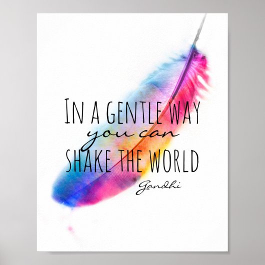 Affiche de citation inspirante Gandhi avec plume (Devant)