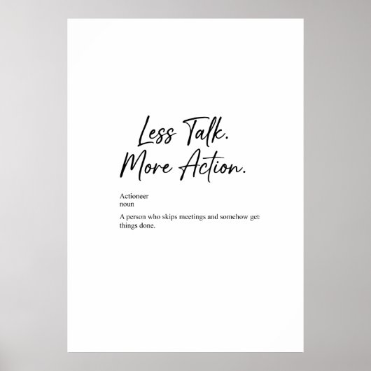 Affiche de citation motivationnelle Moins de parol (Devant)