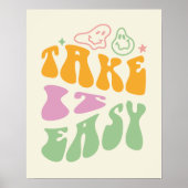 Affiche de citation positive rétro « Take It Easy (Devant)