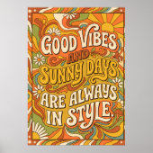 Affiche de citation rétro groovy Good Vibes Sunny (Devant)