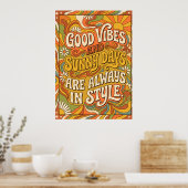 Affiche de citation rétro groovy Good Vibes Sunny (Cuisine)