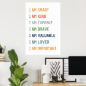 Affiche de classe I Am Affirmations (Bureau à domicile)