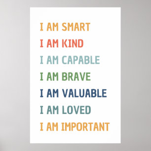 Affiche de classe I Am Affirmations