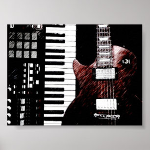 Affiche de clavier et de guitare