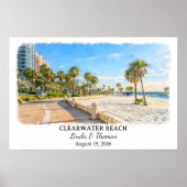 Affiche de Clearwater Beach Floride, Aquarelle (Devant)