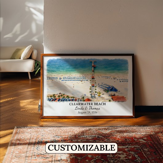 Affiche de Clearwater Beach Floride, Aquarelle