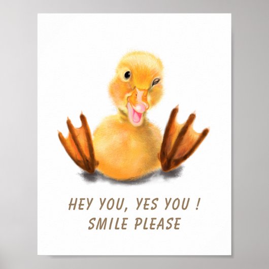 Affiche de clin d'œil de caneton jaune joueur sour (Devant)