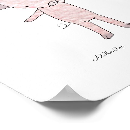 Affiche de cochon mignon à serrer Impression d'art (Coin)