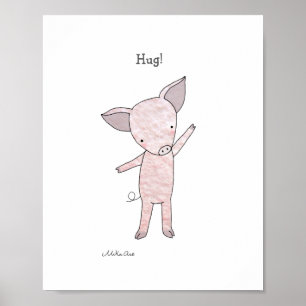 Affiche de cochon mignon à serrer Impression d'art