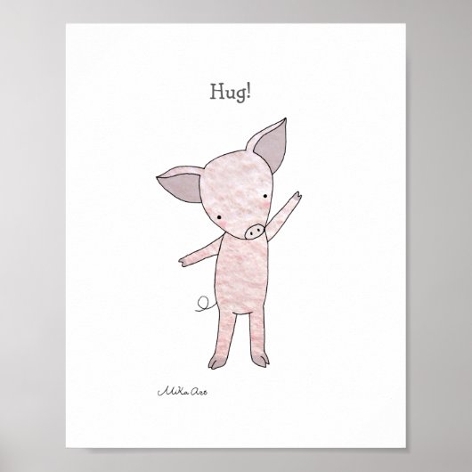 Affiche de cochon mignon à serrer Impression d'art (Devant)