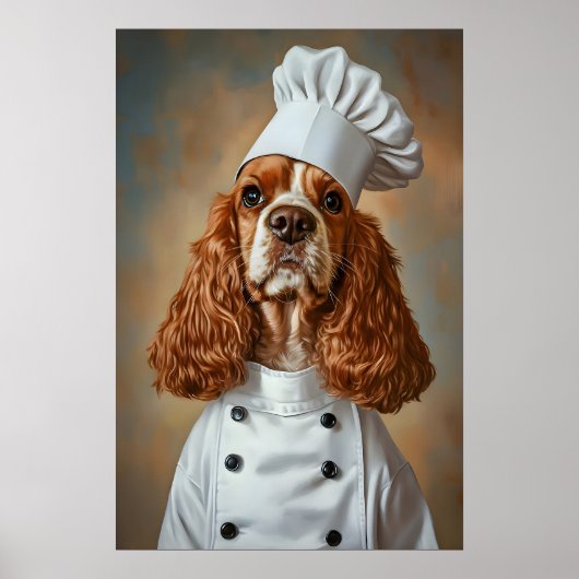 Affiche de Cocker Spaniel en chapeau de chef, Affi (Devant)
