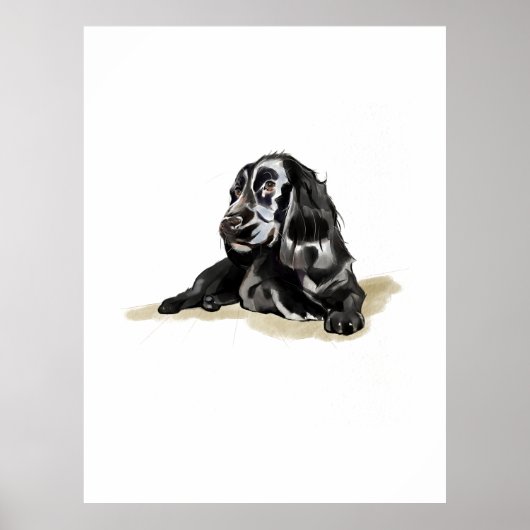 Affiche de Cocker Spaniel Impression Aquarelle Art (Devant)