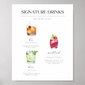 Affiche de cocktails de mariage Boissons Signature (Devant)