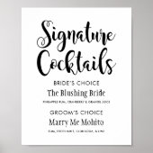 Affiche de cocktails signature | Écriture noire (Devant)