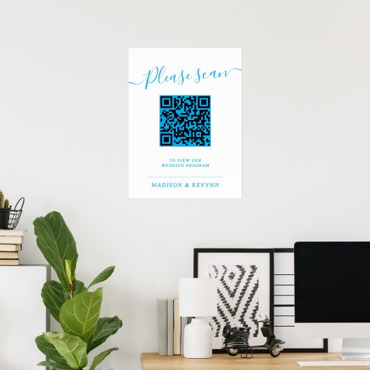 Affiche de code QR pour programme de mariage (Bureau à domicile)