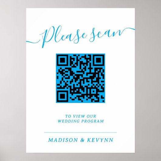 Affiche de code QR pour programme de mariage (Devant)