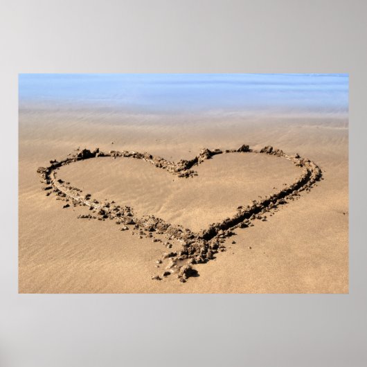 affiche de coeur d'amour plage (Devant)