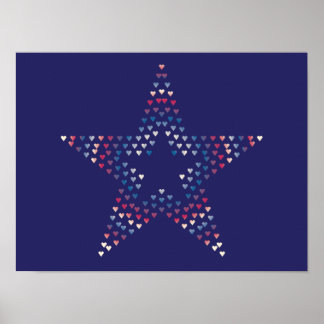 Affiche de coeurs d'étoile décoratifs