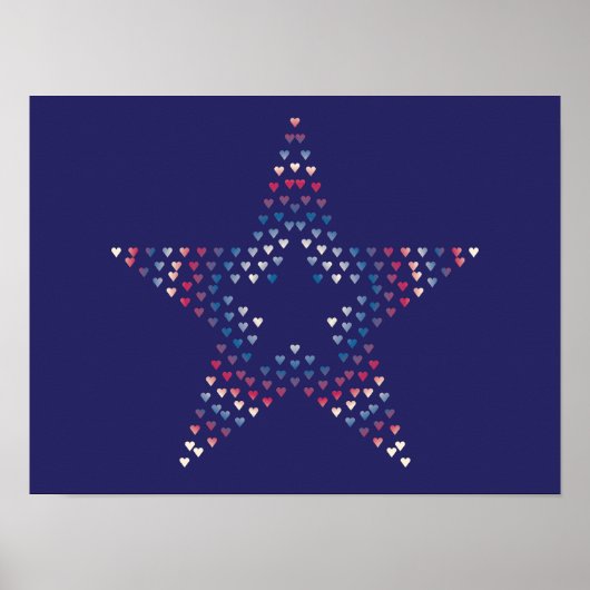 Affiche de coeurs d'étoile décoratifs (Devant)