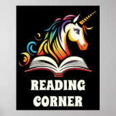 Affiche de coin lecture licorne arc-en-ciel (Devant)
