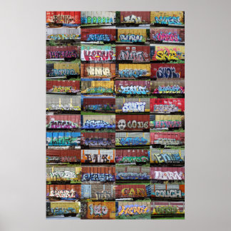 Affiche de collage de graffiti de wagon