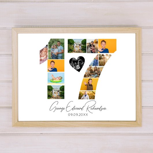 Affiche de collage de photos de 17e anniversaire