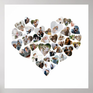 Affiche de collage de photos de coeur 39 Photos Sa