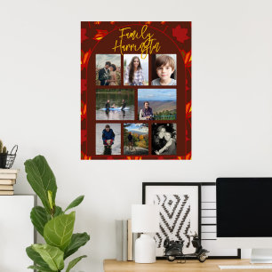 Affiche de collage de photos de famille Feuilles d