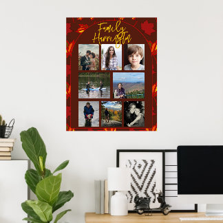 Affiche de collage de photos de famille Feuilles d