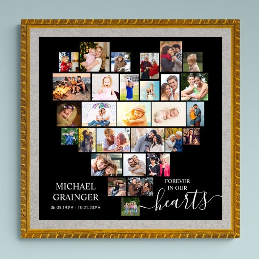 Affiche de collage de photos en forme de cœur pour
