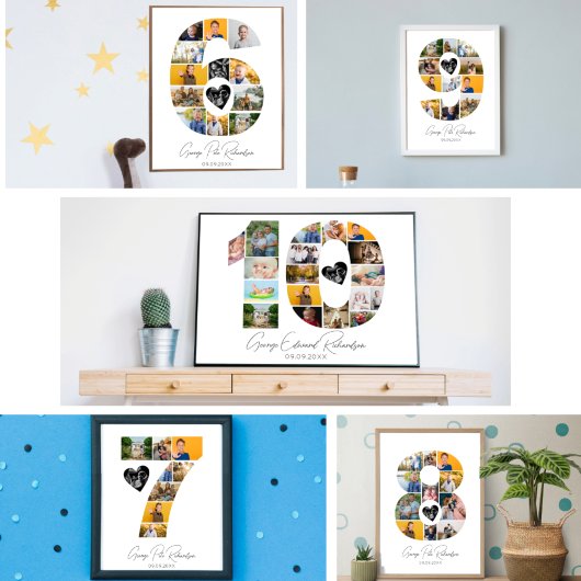 Affiche de collage de photos souvenir pour le 7ème