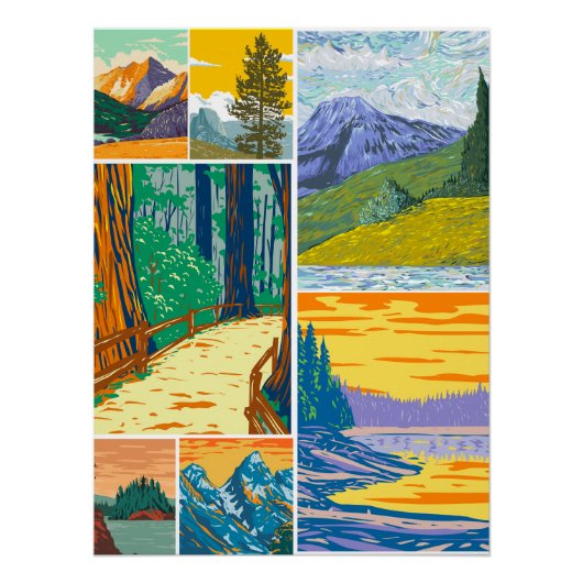 Affiche de collage forestier inspirée de la nature (Devant)